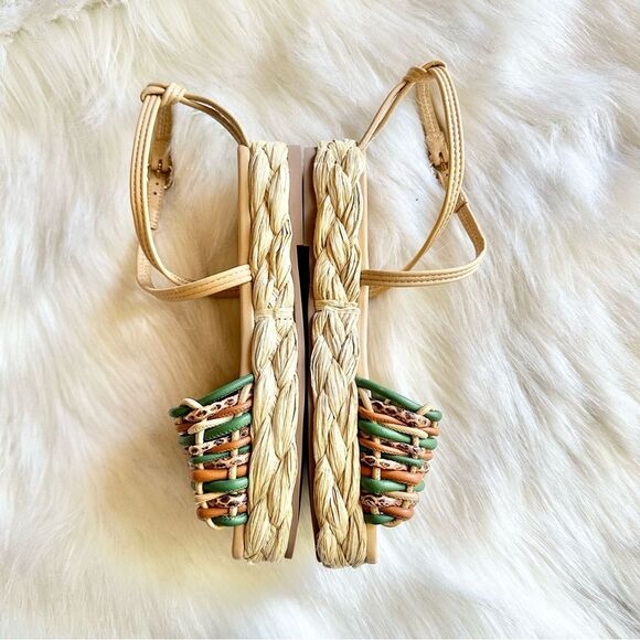 Ulla Johnson Ada Woven Flatform Sandal in Green Tan Size 36 ( 6 US) - Picture 2 of 8